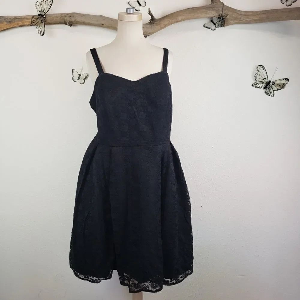Lane Bryant black lace flare dress